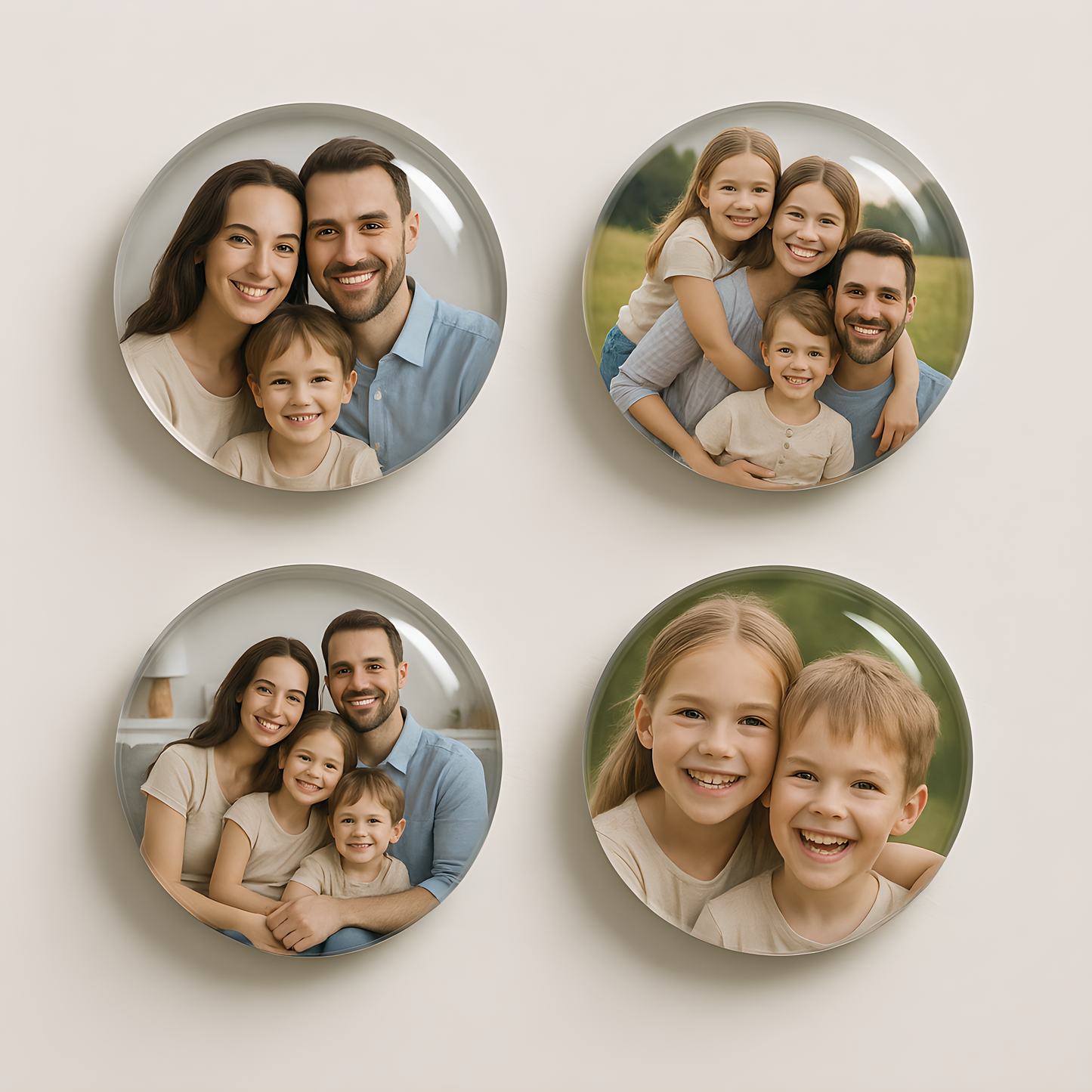 Custom Glass Dome Photo Magnets - Set of 5