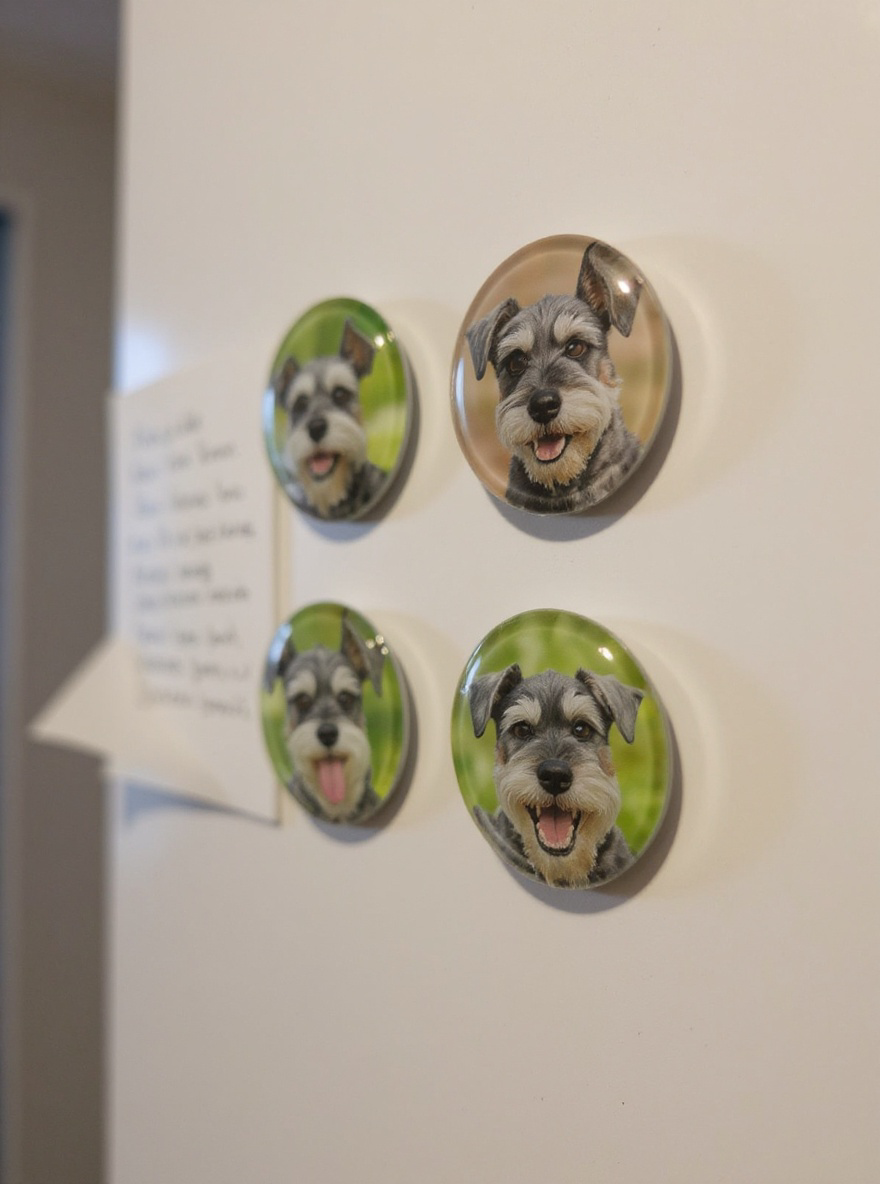 Custom Glass Dome Photo Magnets - Set of 5